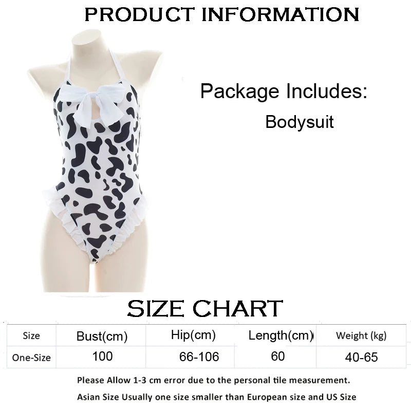 Women’s Kawaii Cow Maid Swimsuit Cosplay Set