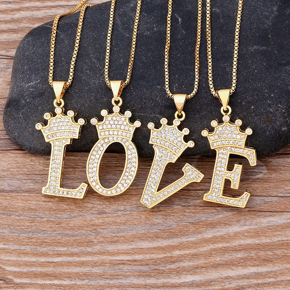 Women’s AAA Cubic Zirconia Letter Pendant Necklace