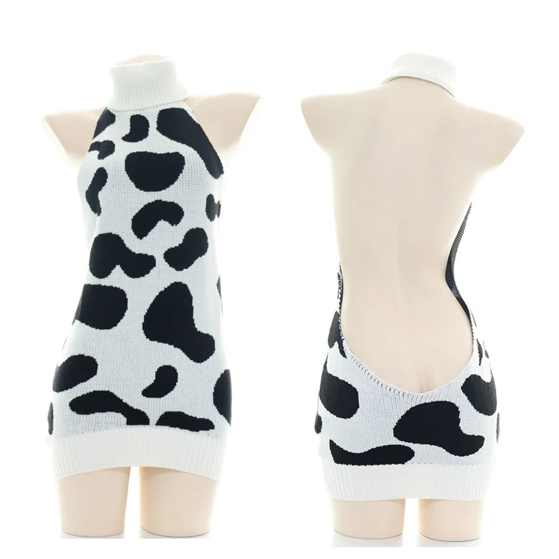 Women’s Kawaii Cow Maid Swimsuit Cosplay Set