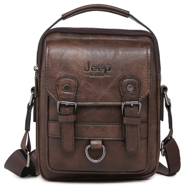 JEEP BULUO Multi-Function Business Handbag for Men – Large Capacity Leather Messenger Shoulder & Crossbody Bag