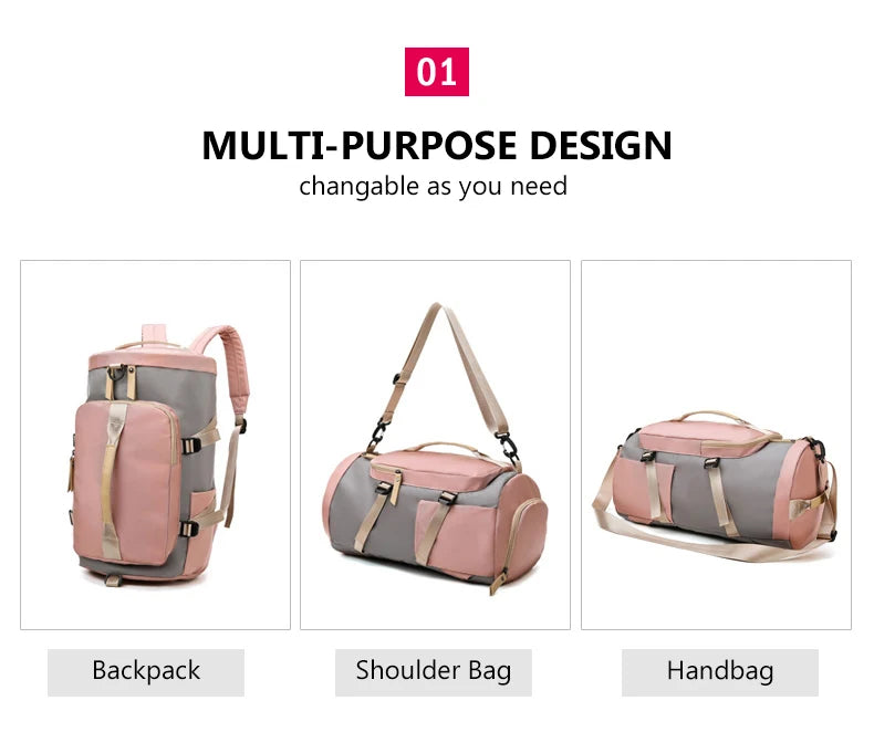 Women’s Gym Backpack & Travel Sports Bag with Shoe Storage – Multi-Use Fitness Shoulder Bag for Workouts, School & Daily Travel
