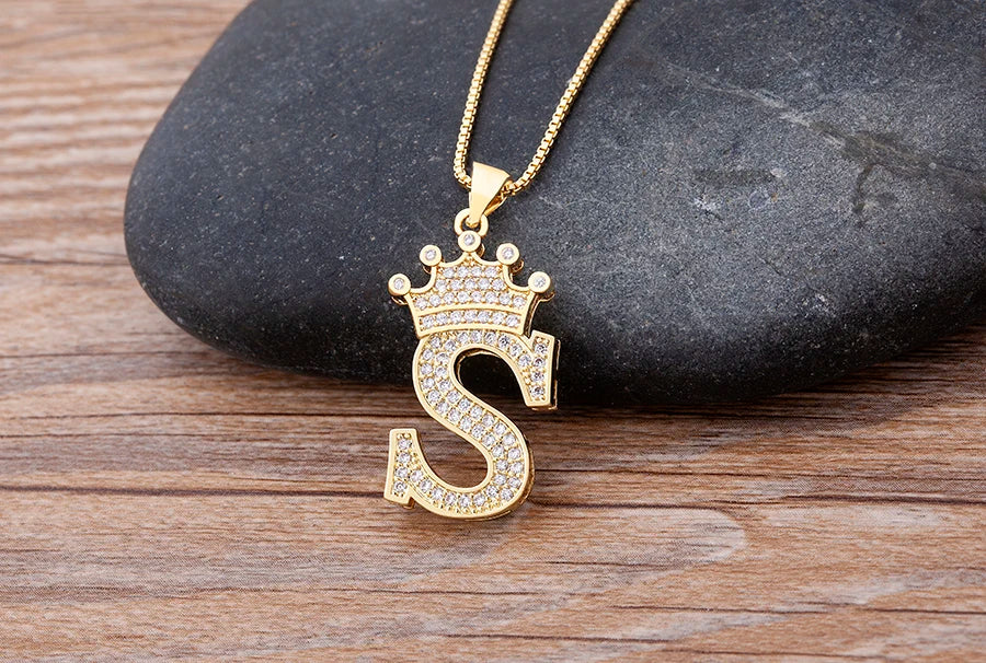 Women’s AAA Cubic Zirconia Letter Pendant Necklace