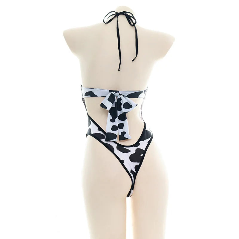 Women’s Kawaii Cow Maid Swimsuit Cosplay Set
