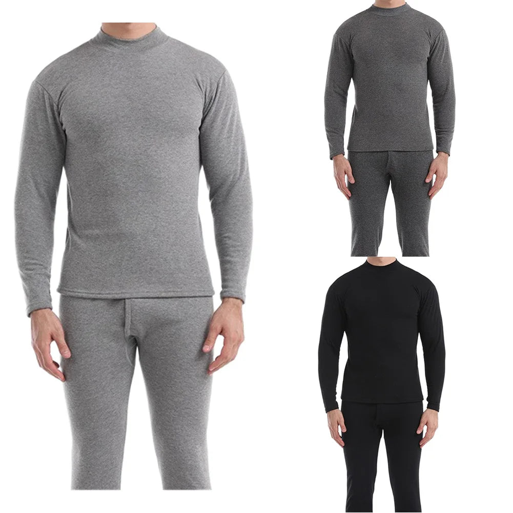 Men's Fleece-Lined Winter Thermal Underwear Set