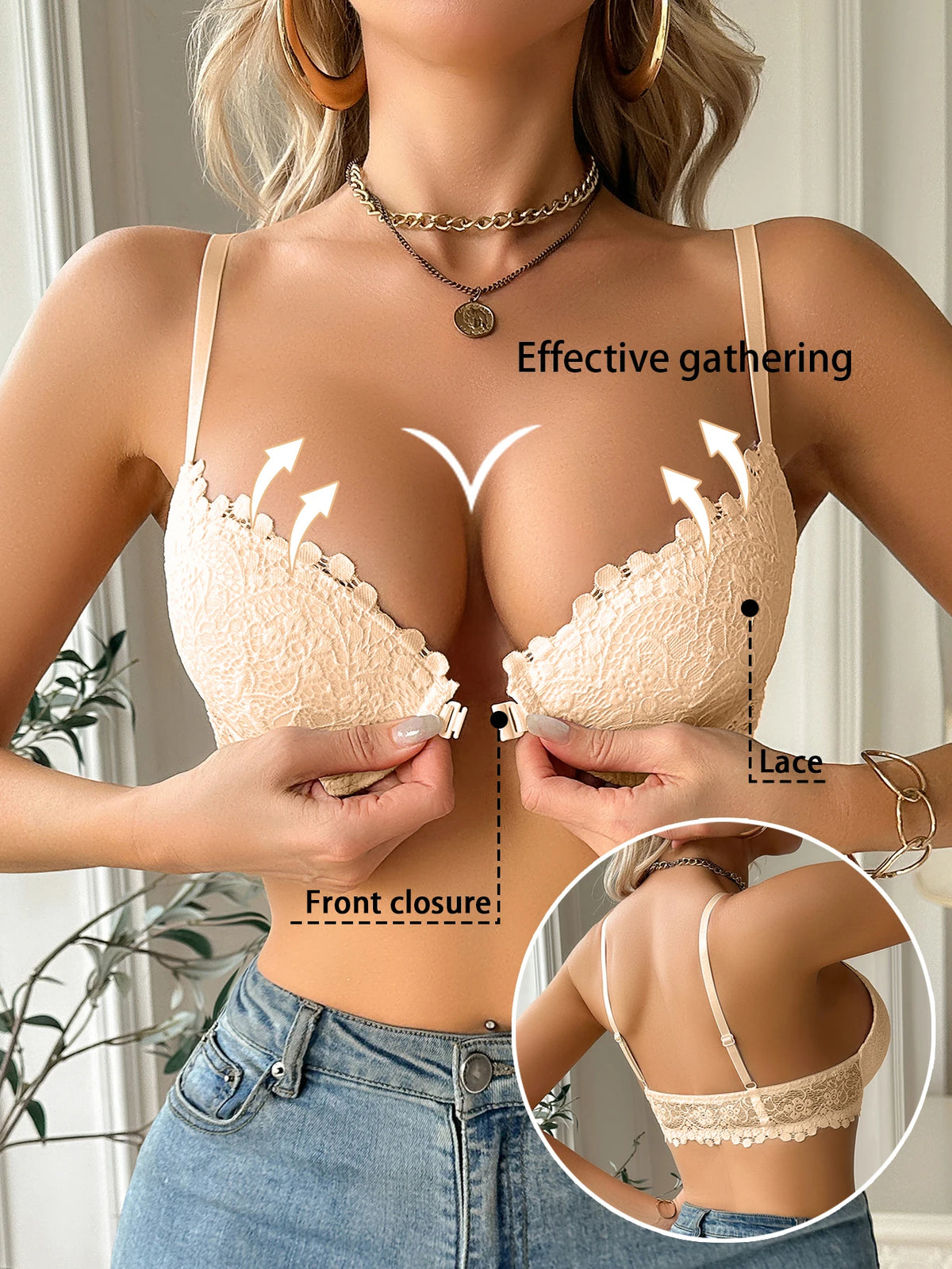 Bella Lace Front-Clasp Bra