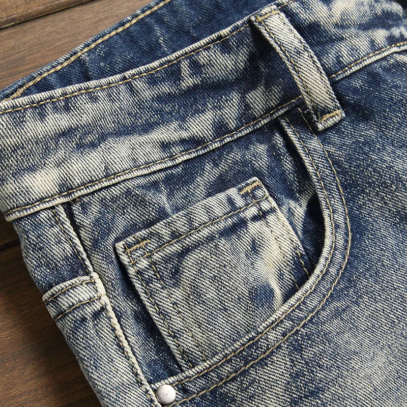 New Retro Jeans Men's Straight Leg Pants Ripped Jeans Fashionable Casual Pants Trousers Pants Street Wear Clothing
