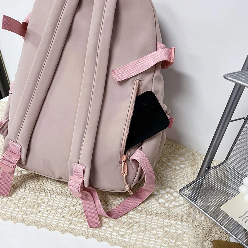 Cute Women’s Waterproof Nylon Backpack – Multi-Pocket Kawaii School Bag, Laptop & Book Pack for Girls, Stylish Student Travel Backpack