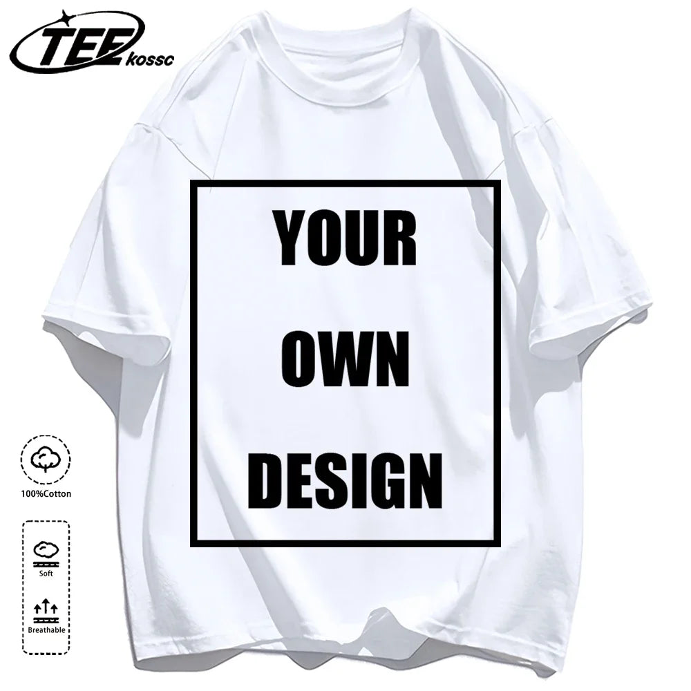 Customized LOGO Picture Men's Cotton T-Shirt Summer Colour Loose Short Sleeves Comfortable Fashion T Shirts Unisex O-Neck DIY Te