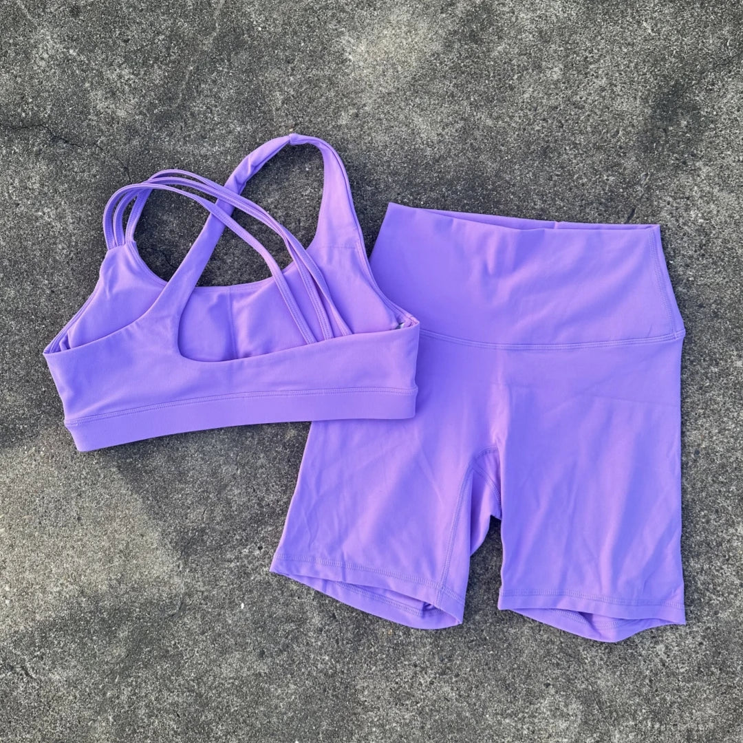 Women’s High-Waisted Yoga Shorts & Sports Bra Set