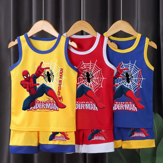 2026 Kids’ Summer Basketball Set, Breathable Mesh Vest & Shorts, Boys’ Cartoon Print Sportswear Outfit