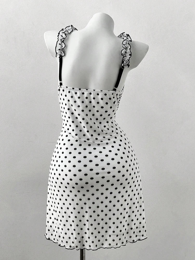 Women’s Y2K Polka Dot Bow Mini Dress