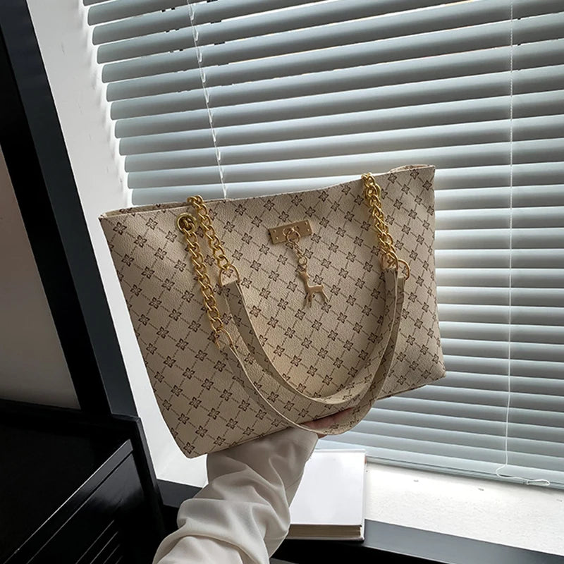 Women’s Fashion Plaid PU Shoulder Tote Bag
