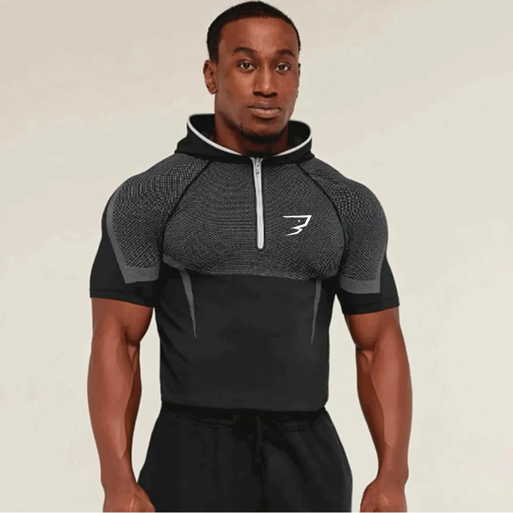 Men’s Quick-Dry Half-Zip Compression Hoodie