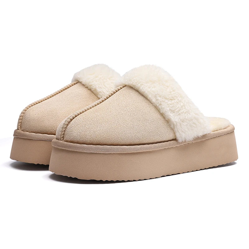 Kidmi Warm Fluffy Women Slippers Classic Brand Fuzzy House Slippers Indoor Soft Memory Foam Slippers Outdoor Antiskid Slippers