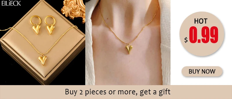 EILIECK 316L Stainless Steel White Zirconia Flower Petal Necklace Bracelet & Earrings Set for Women – Trendy Jewelry Party Gift