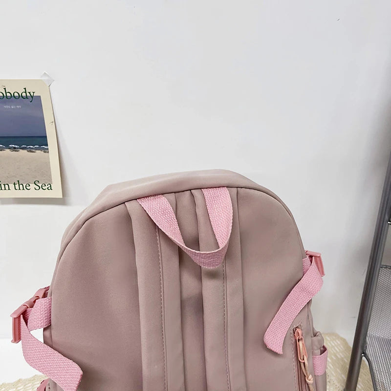 Cute Women’s Waterproof Nylon Backpack – Multi-Pocket Kawaii School Bag, Laptop & Book Pack for Girls, Stylish Student Travel Backpack