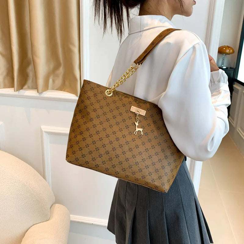 Women’s Fashion Plaid PU Shoulder Tote Bag