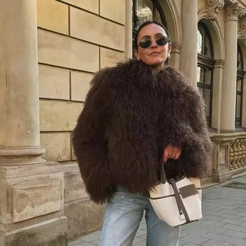 Women's Vintage Curly Faux Fur Jacket