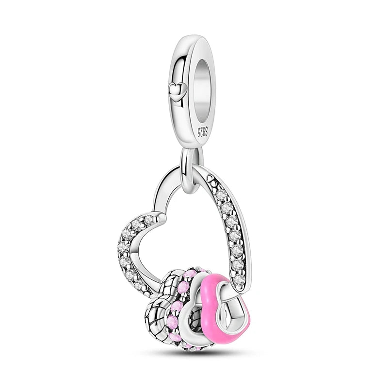925 Sterling Silver Pink Ballet Girl Bow Pendant Charm Bead for Women – Elegant DIY Jewelry Making Charm for Bracelets & Necklaces