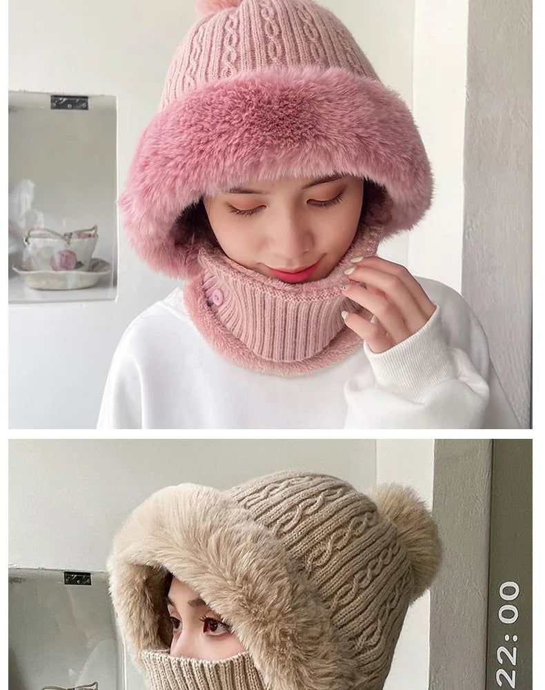 Women's Cozy Twist Knit Pompom Beanie