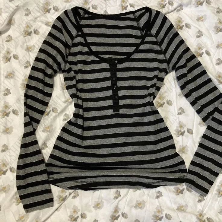 Women’s Y2K Striped Square Neck Top