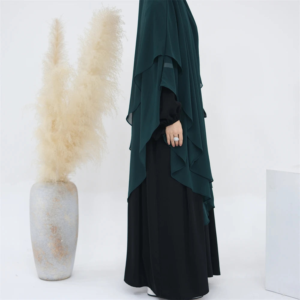 Women’s Elegant Chiffon Khimar & Abaya Set