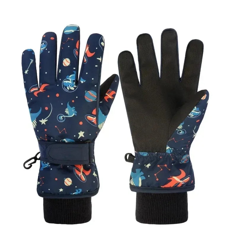Waterproof Kids Winter Gloves, Thicken Warm Children Ski Gloves Snowboard Riding Cycling Snow Gloves for Boys Girls