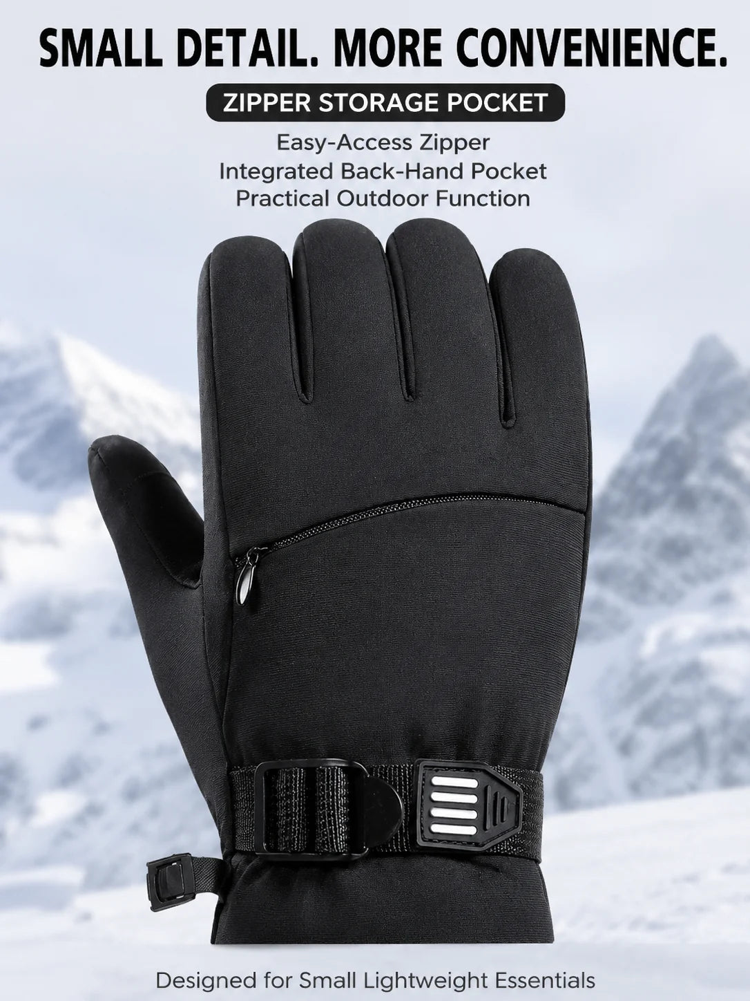 Outdoor Winter Gloves Men Women Thermal Touchscreen Water Resistant Anti Slip Zipper Pocket Gloves for Hiking Cycling