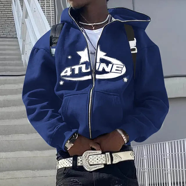 Men’s Hip Hop Printed Zip Hoodie