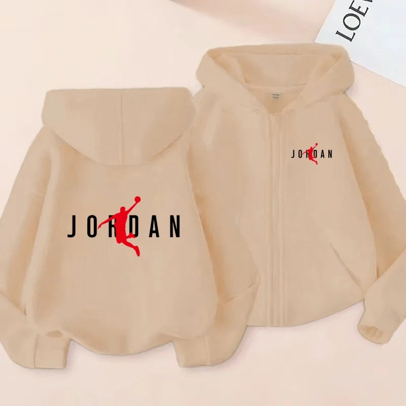 Kids Basketball Star Print Zipper Hoodie Sweatshirt for Boys and Girls 3-12 Years