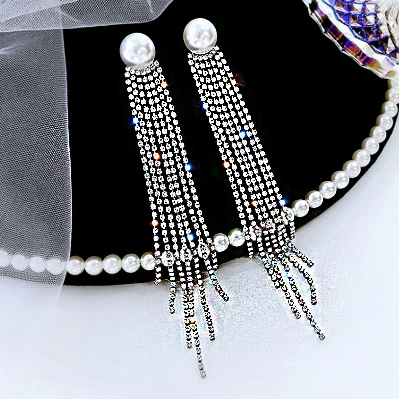 Crystal Zircon Geometric Drop Earrings