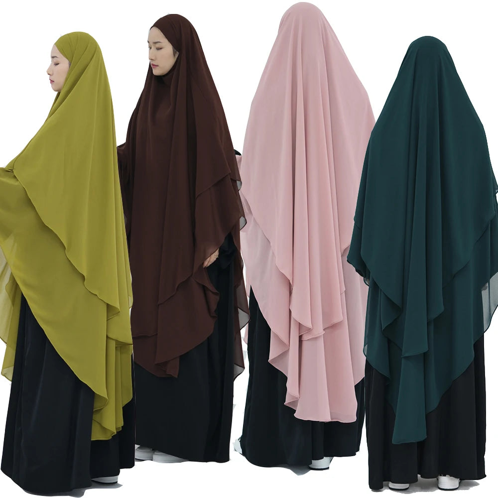 Women’s Elegant Chiffon Khimar & Abaya Set