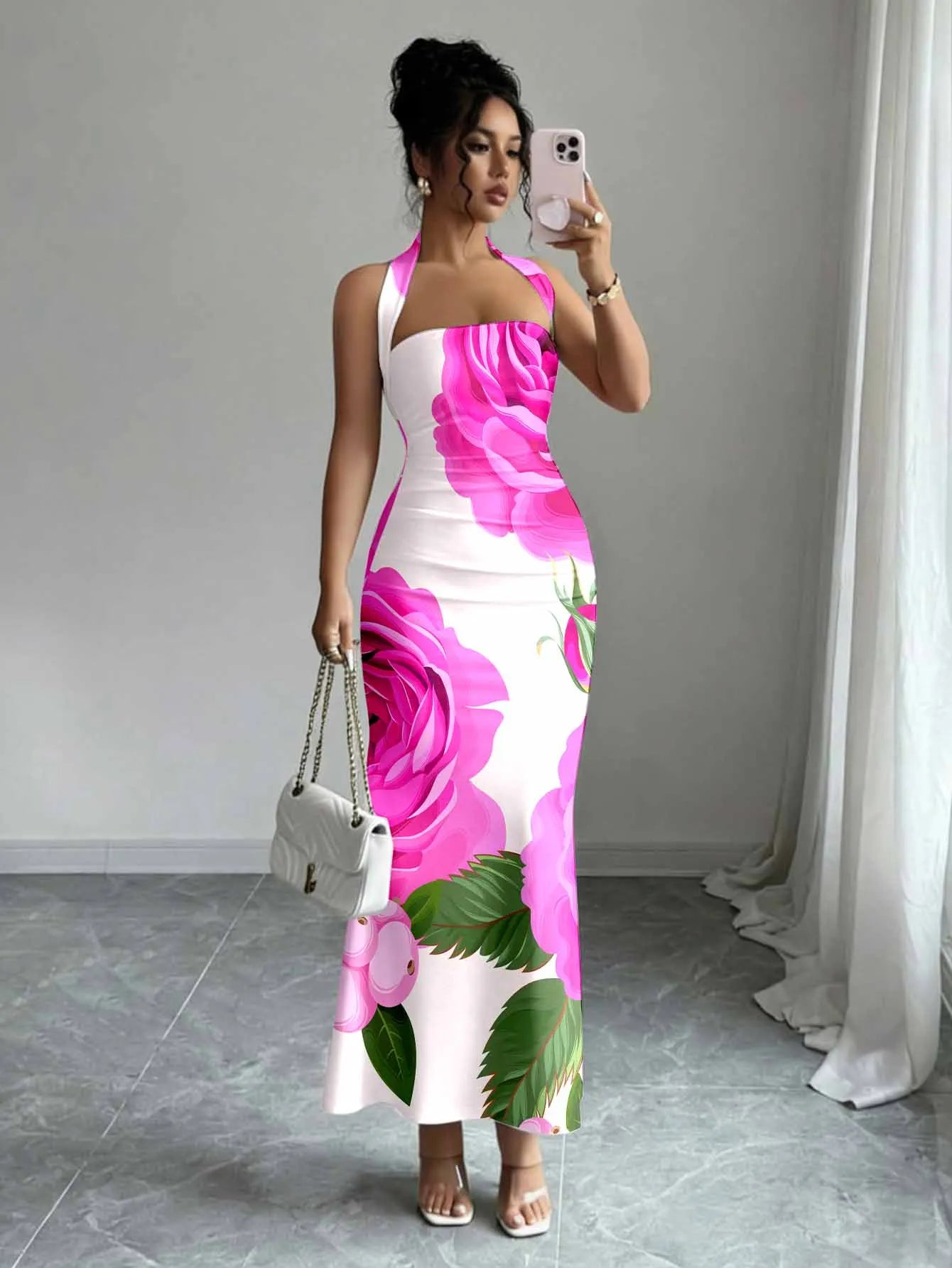 Women’s Sleeveless Halter Maxi Dress