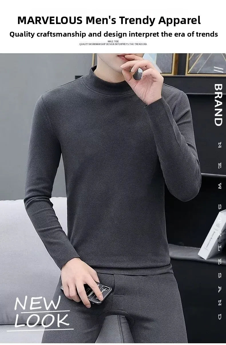 Men's Fleece-Lined Mock Neck Thermal Set