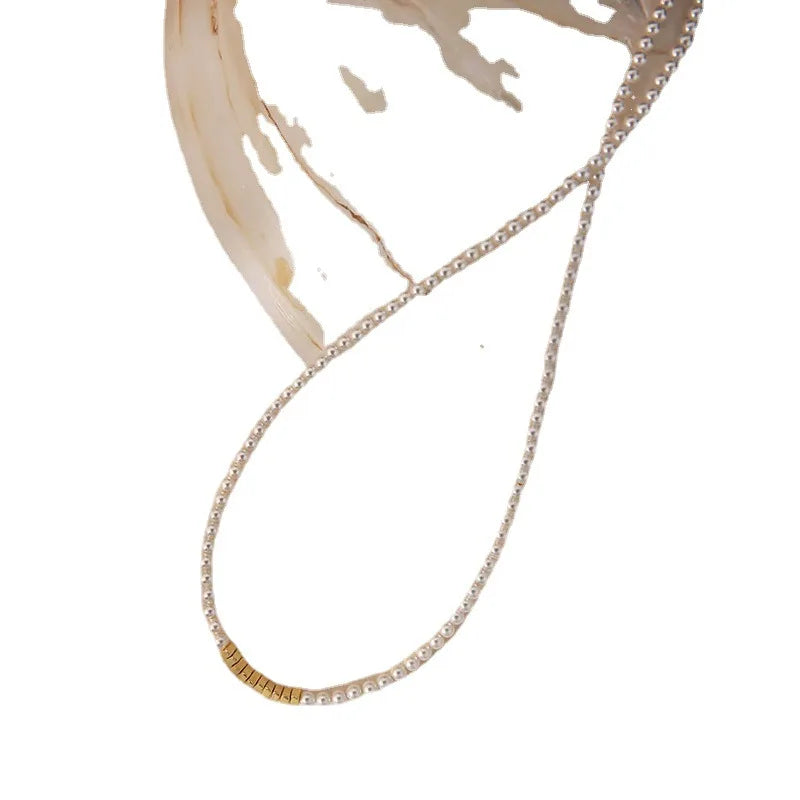 Minar Exquisite 14K Gold-Plated Copper Beaded Choker Necklace with Imitation Pearls, Elegant Women’s Birthday Gift