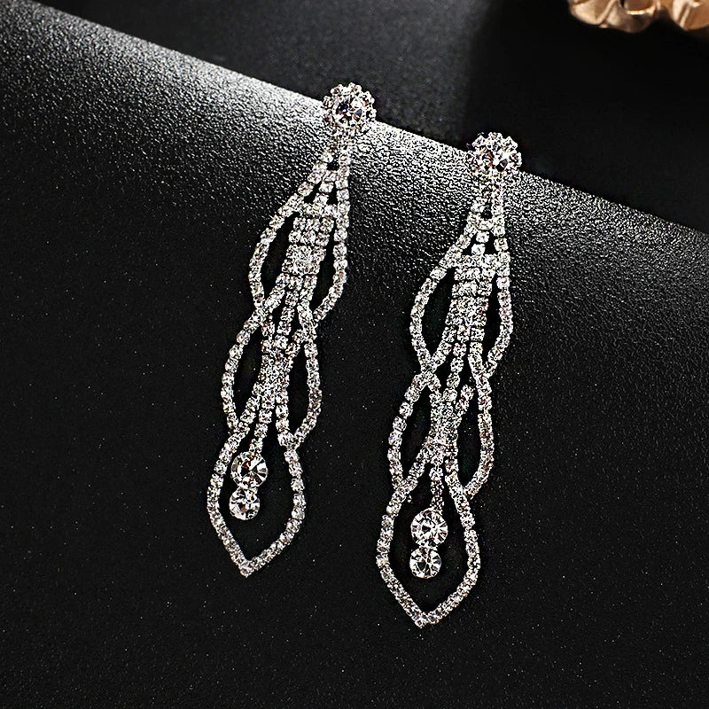 Crystal Zircon Geometric Drop Earrings