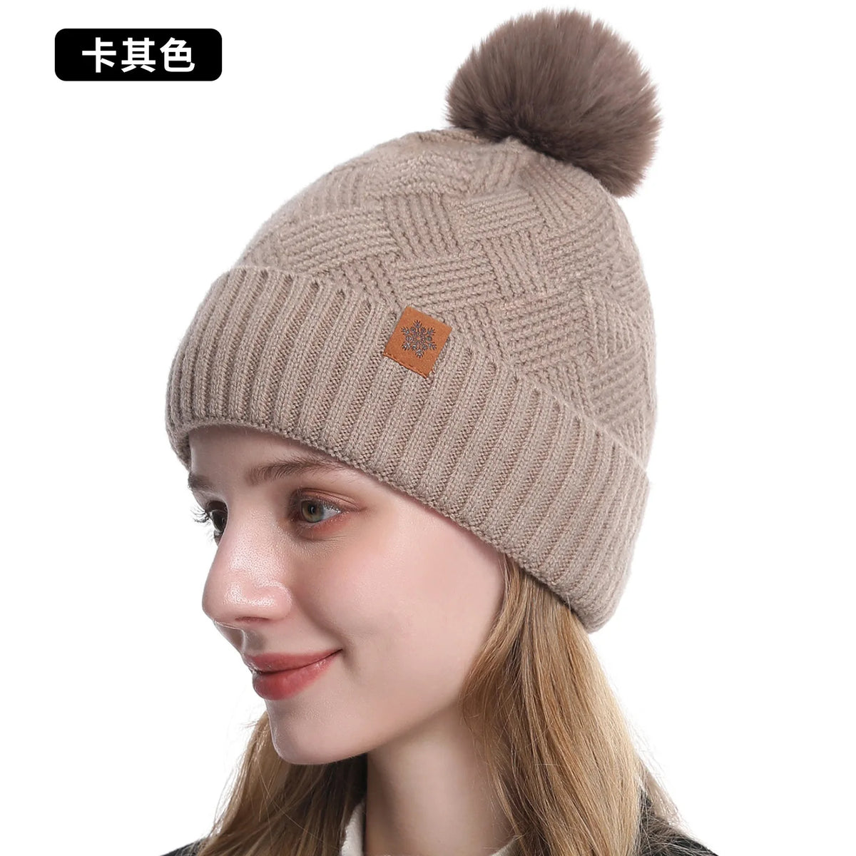 Men's / Women's Outdoor Warm Fleece-lined Knitted Hats Winter Cold-proof Double-layer Stocking Cap One/three-piece Set Skullies
