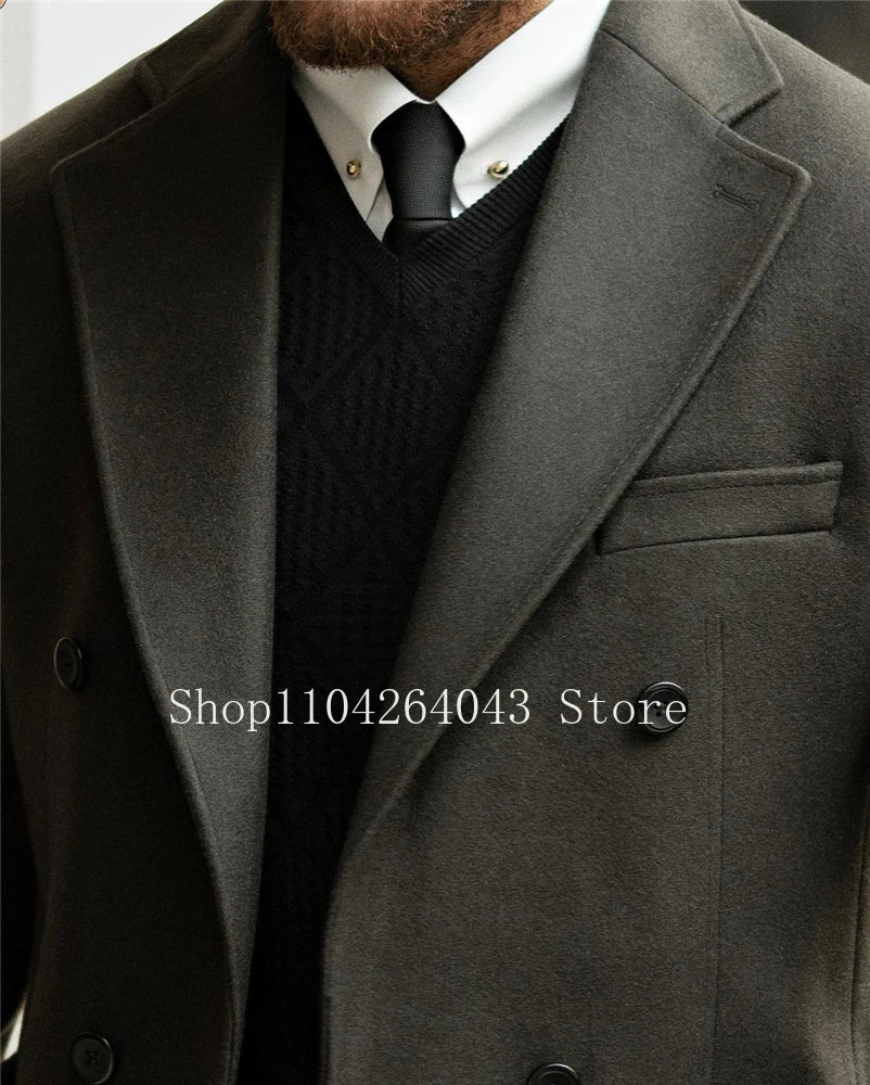 Modern Man Trench Coat Customized Full Man Terno Fashion Notched Lapel Double Breasted Elegant Men's Winter Jacket Men Jacket