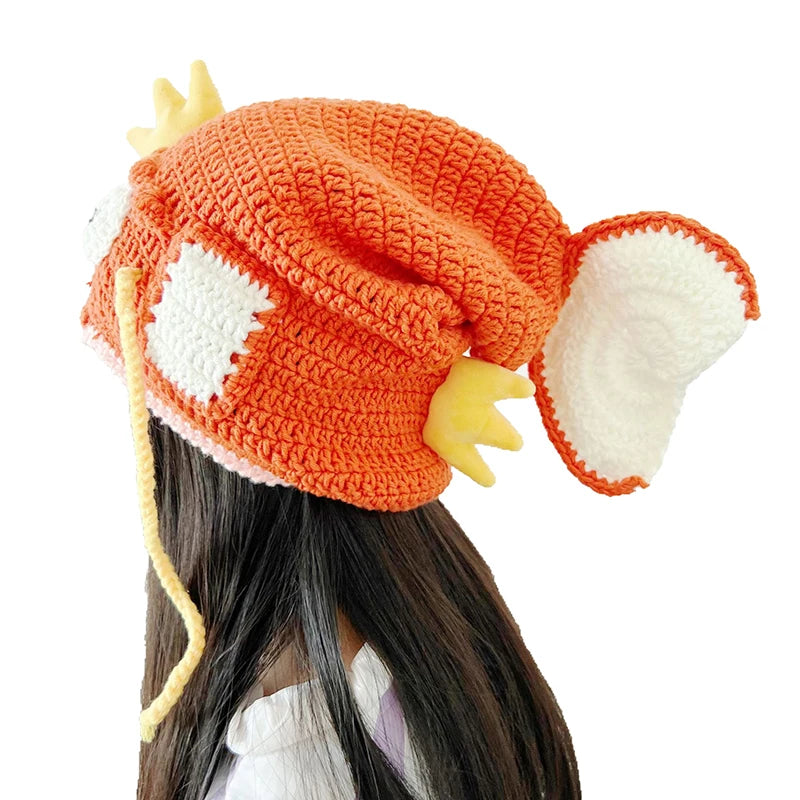 New 2026 Fashion Handmade Woolen Crocheted Carp Head Hats Women And Men Funny Fish King Warm Pile Hat Adult Unisex Knitted Hats