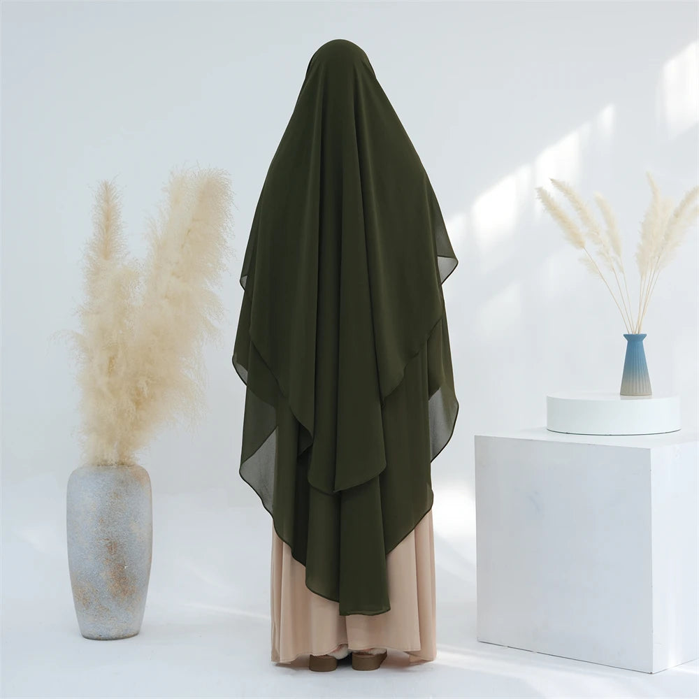 Women’s Elegant Chiffon Khimar & Abaya Set