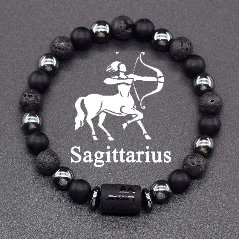 12 Zodiac Constellation Signs Bracelet for Men & Women – Natural Tiger Eye Stone Beaded Bracelet, Leo Taurus Charm Couple Jewelry