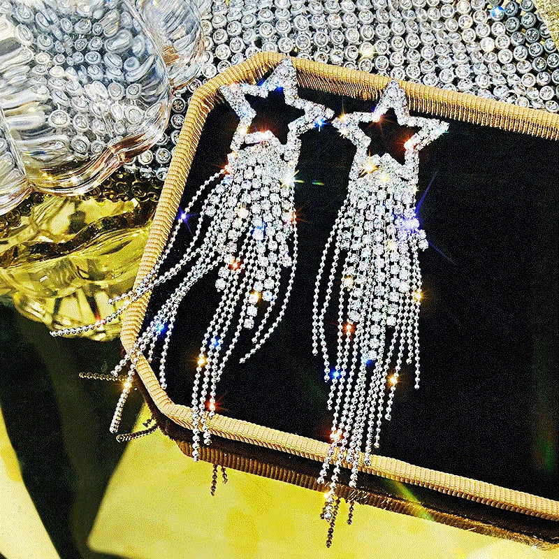 Crystal Zircon Geometric Drop Earrings