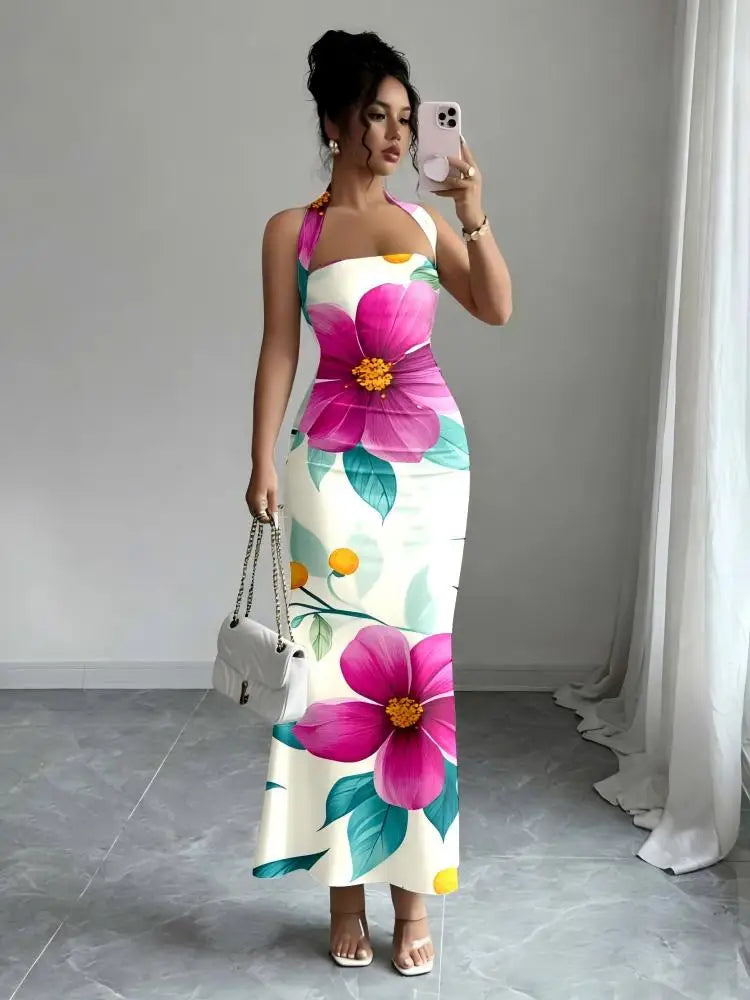 Women’s Sleeveless Halter Maxi Dress