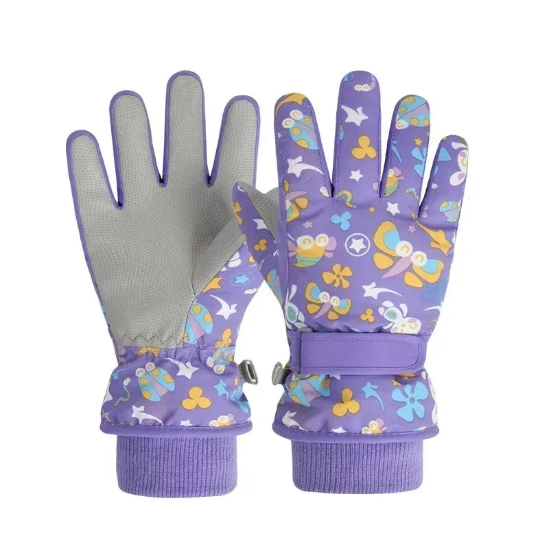 Waterproof Kids Winter Gloves, Thicken Warm Children Ski Gloves Snowboard Riding Cycling Snow Gloves for Boys Girls