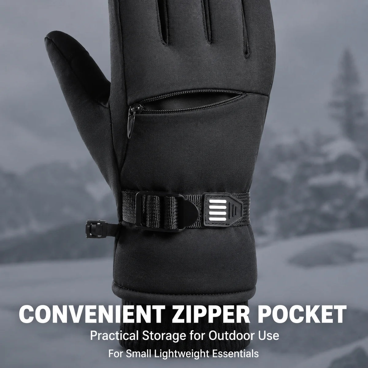 Outdoor Winter Gloves Men Women Thermal Touchscreen Water Resistant Anti Slip Zipper Pocket Gloves for Hiking Cycling