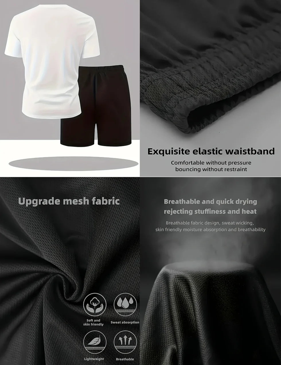Men's Quick Dry Oversized T-Shirt and Drawstring Sport Shorts Set