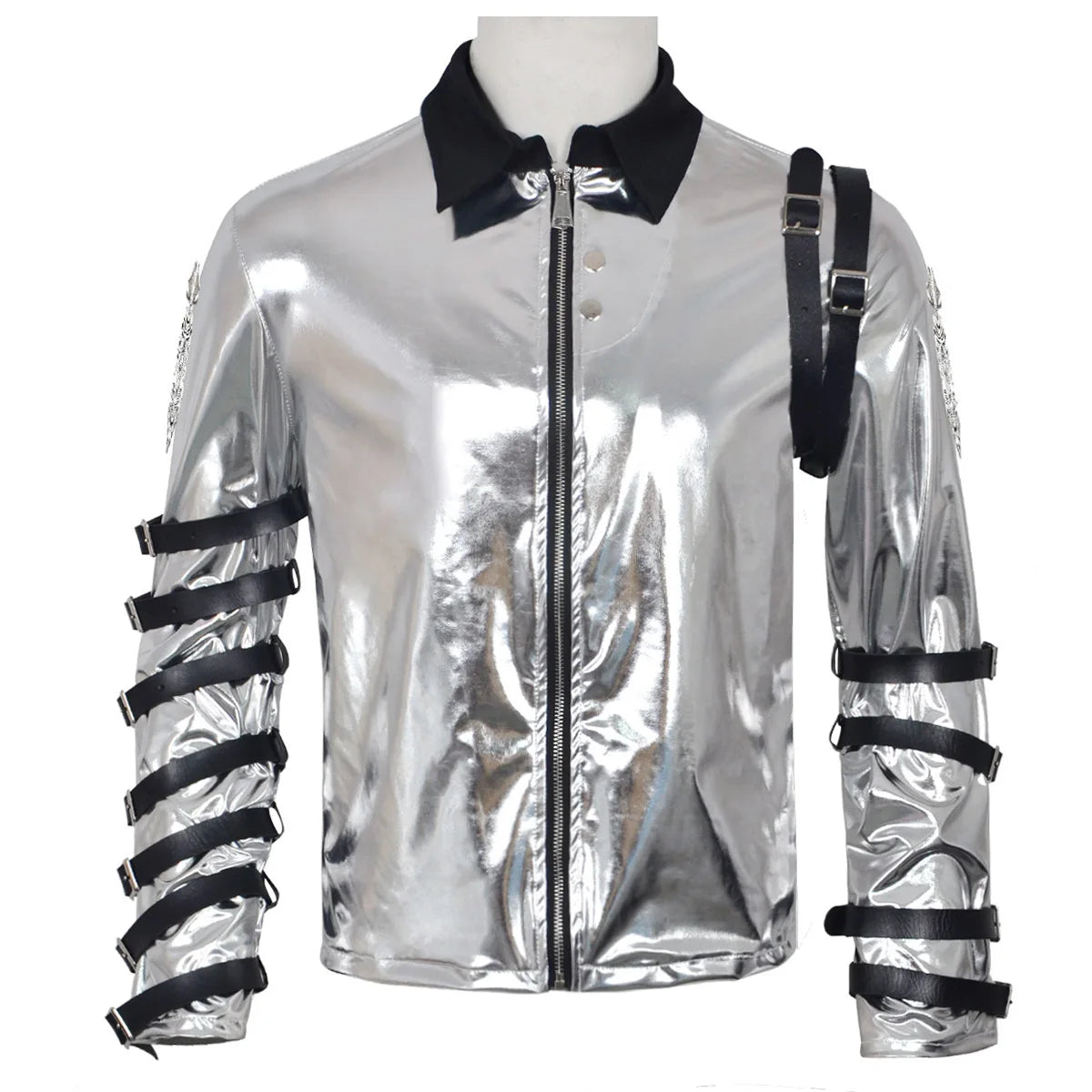 New In Stock: Michael Jackson Bad Era Silver Jumpsuit. Retro Rock Star Stage Performance Bodysuit & Top