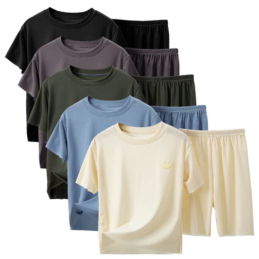 Kids’ Summer Ice Silk T-Shirt & Shorts Set