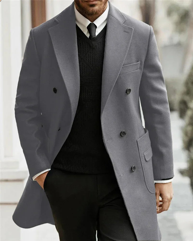 Modern Man Trench Coat Customized Full Man Terno Fashion Notched Lapel Double Breasted Elegant Men's Winter Jacket Men Jacket