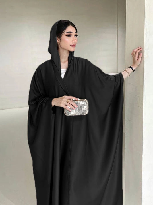 Women’s Elegant Black Batwing Abaya Cardigan